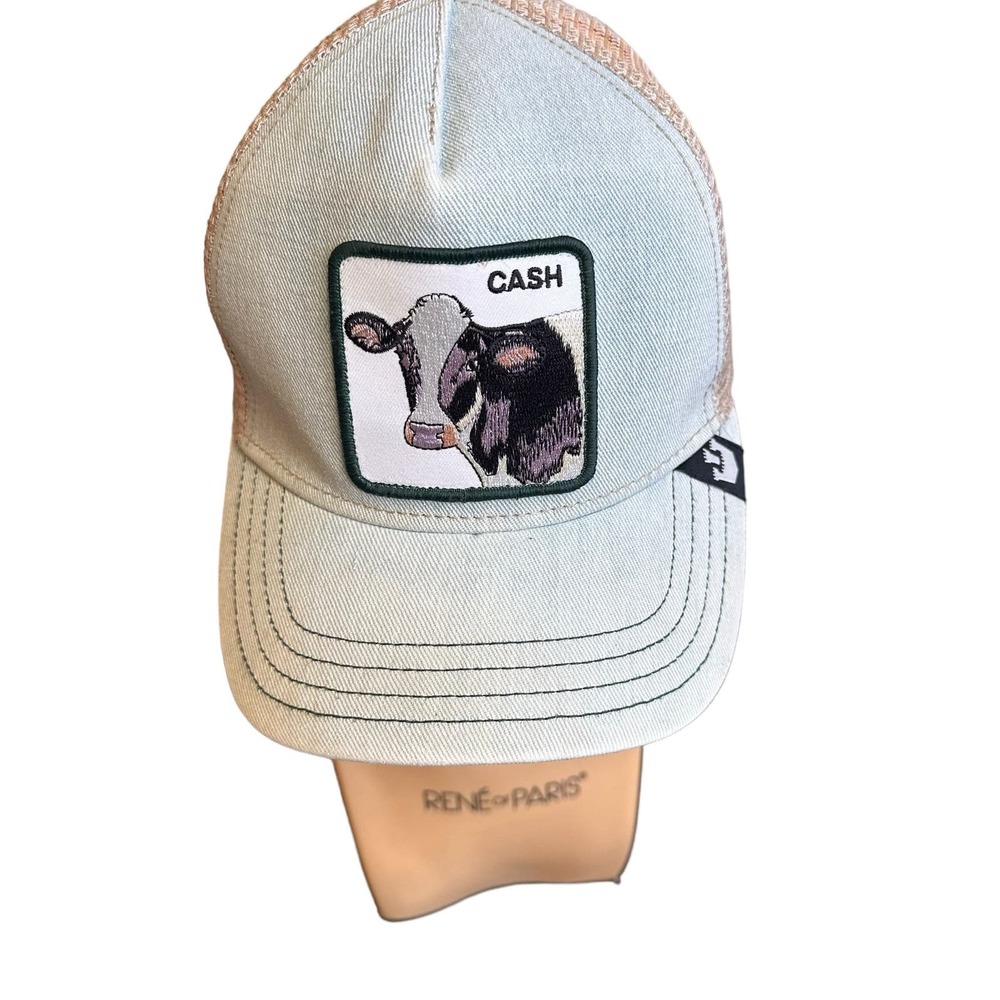 Goorin Brothers The Farm Cash Cow Trucker Hat Adjustable Light Blue Denim